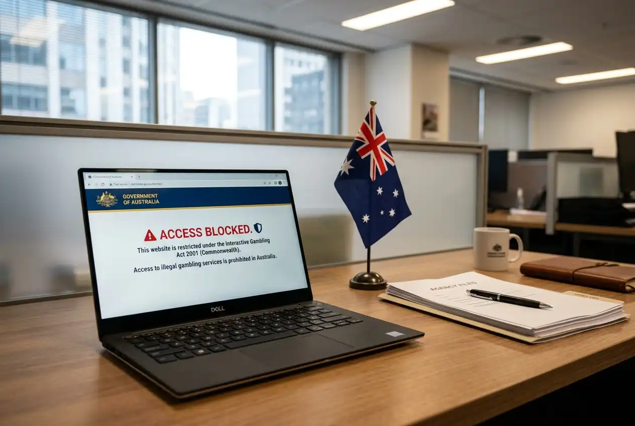 Government regulatory office environment representing ACMA's online gambling enforcement operations