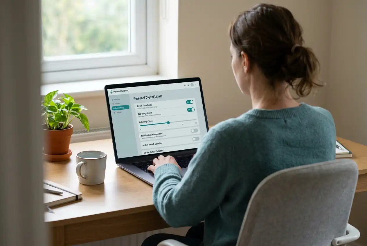 Person setting deposit limits and self-exclusion preferences on a responsible gambling portal