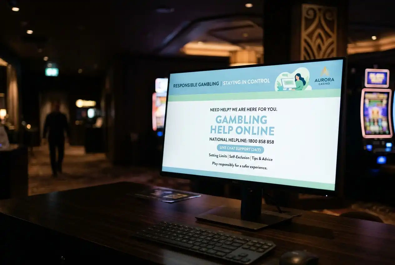 Gambling help support contact information displayed on a casino's responsible gambling page
