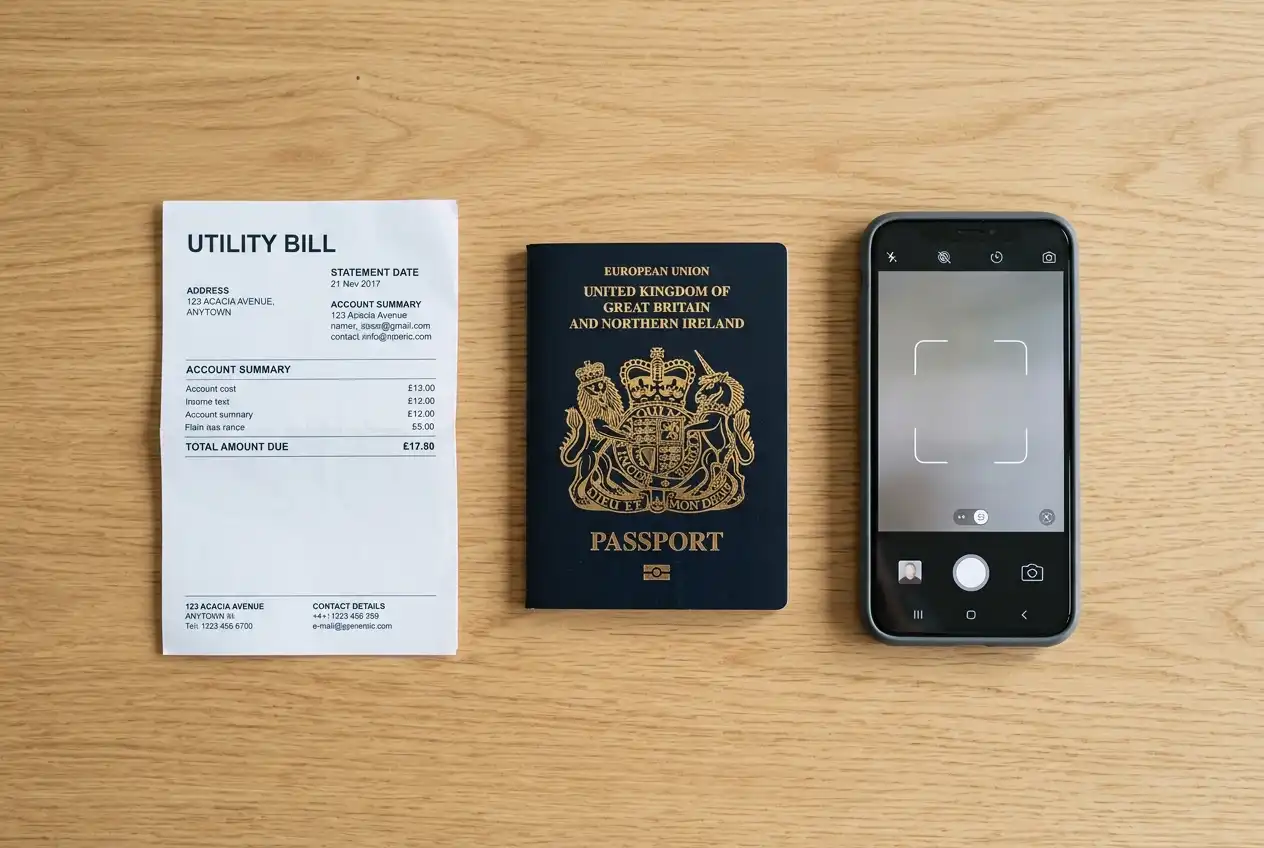 Identity verification documents required for KYC at an online casino