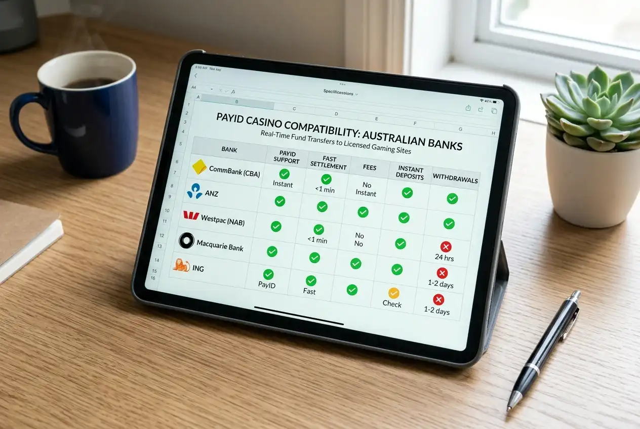 Checklist comparison of Australian banks and their PayID casino compatibility
