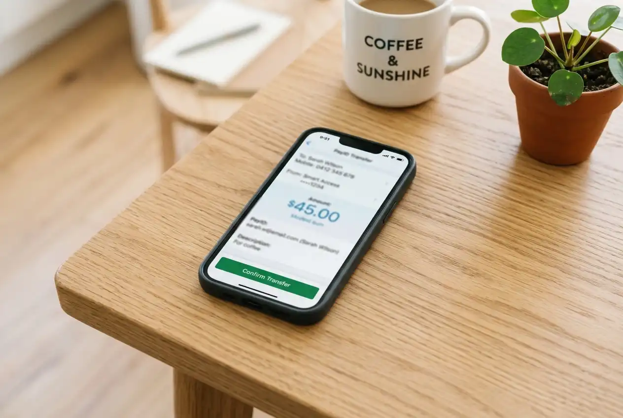 Low-stakes PayID casino deposit of ten dollars on a smartphone banking app