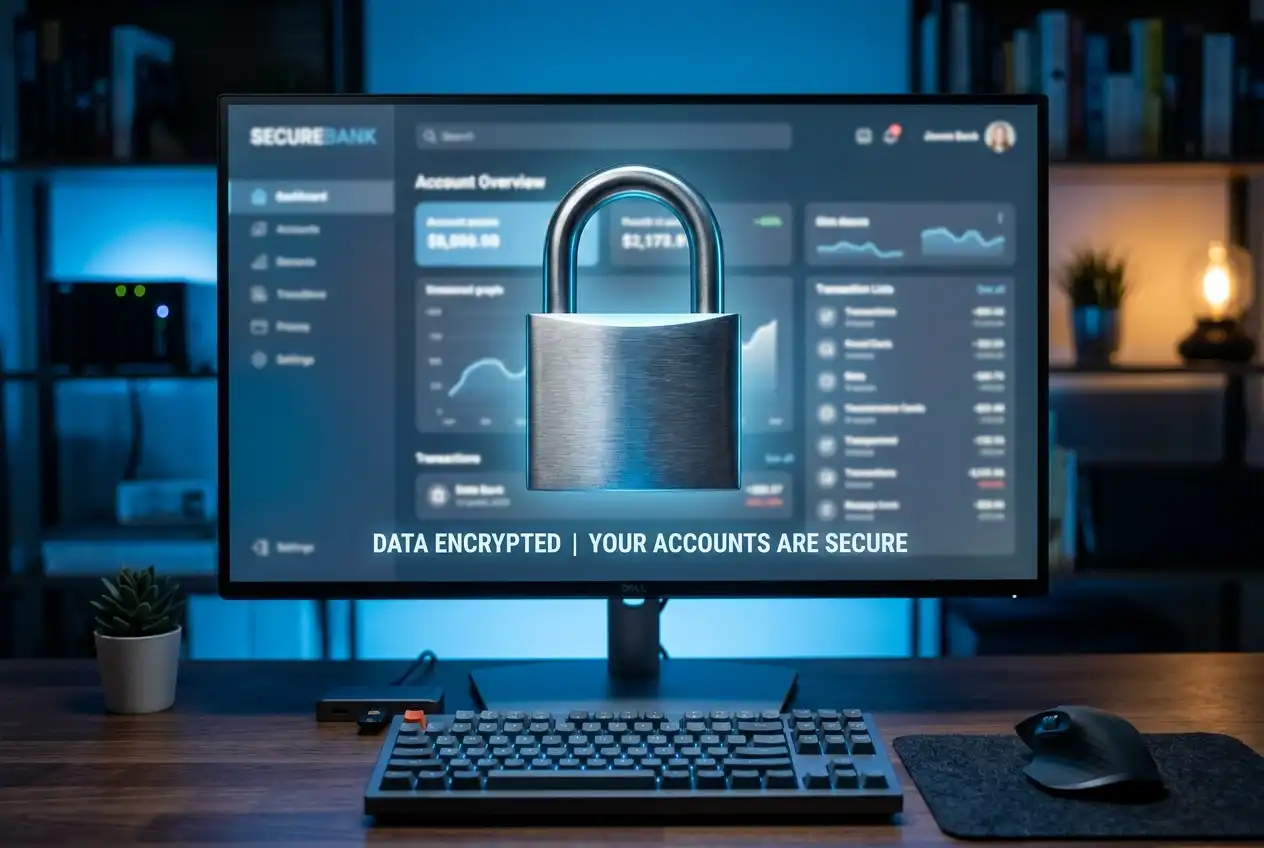 Secure lock icon overlaying a digital banking interface representing PayID transaction security