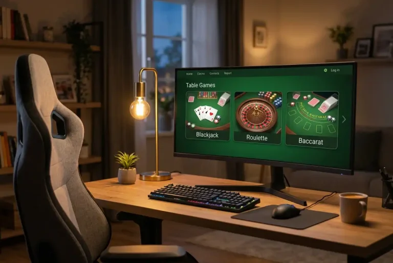 Online casino table games lobby showing blackjack, roulette, and baccarat options with PayID deposit