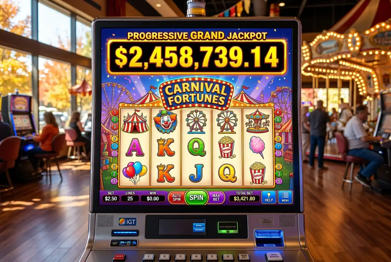 Online slot screen showing a progressive jackpot counter ticking upward in real time